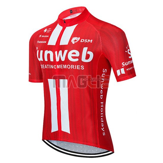 Maglia Sunweb Manica Corta 2020 Rosso Bianco